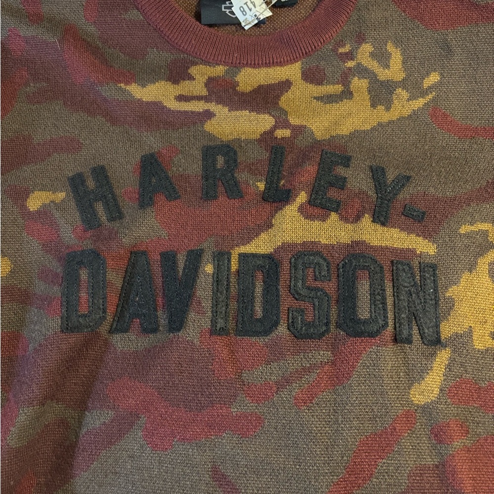 Harley-Davidson Men's Camouflage Sweater - Red and Yellow
